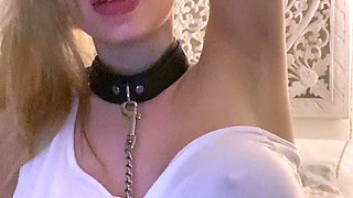 Sexy Blonde Babe With Big Boobs Strips Bra