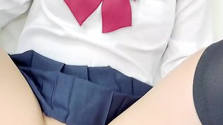 Asian teen girl gets pleased after school POV