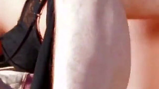 Brunette babe fucks horny guy outdoors