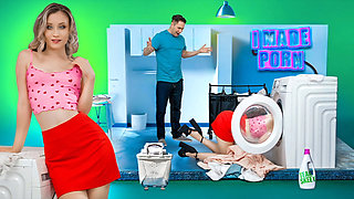 Stuck and Horny - Russian Roommate's Washing Machine Rescue