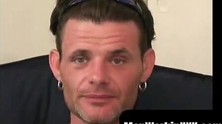 MenWorkinXXX.com - Bearded bum chum man showcases off tatts and masturbates his man-meat solo