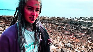 Outdoor BJ and Facial Slut Takes a Load in Public