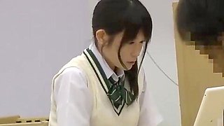 Japanese college girl get fucked and facial on the library toilet