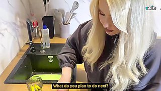 Rushed over to see sexy blonde, jizz in mouth during doggystyle.
