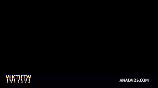 Horny Slut Karoll Ferraz gets hardcore anal fucking with DP