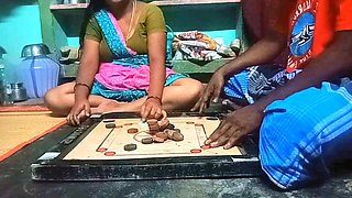 Village Bigg boobs aunty Bigg boobs aunty Carrom board is playing with man