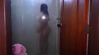 Thick latina gets pumped in the shower by a horny stepbro
