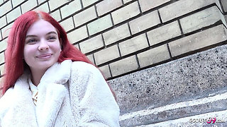 GERMAN SCOUT - Redhead small teen Miss Olivia at casting fuck