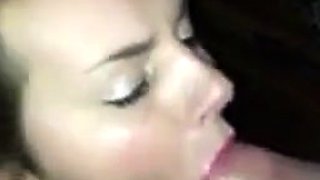 Stunning girl blows and swallow cum