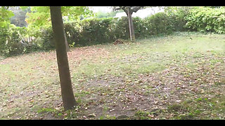Brunette, Natural Tits, Sucks Cock in Front of Her House, Part 2