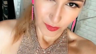 Blonde tight pussy babe solo toy fun in glamour masturbation