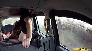 Steamy Ebony Passion Sprayed in Hot Taxi