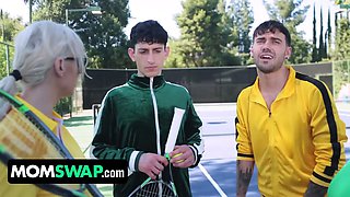Tennis game with tart stepmoms leads to foursome fuckfest gang bang - Kenzie Taylor & mona azar - momswap