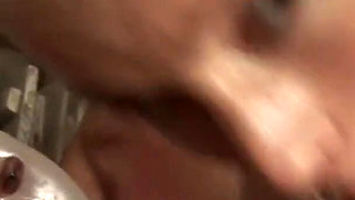 Threesome for a blonde anal craving slut with small tits