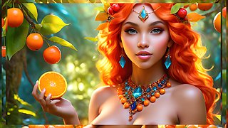 Beautiful Big Breasted Nude Elf Girl with African Cherry Orange