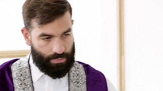 Giant hairy holy clergyman powerfucks twink
