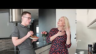 Curvy stepmom Brittany Bardot craves a creampie and plays with her stepson's balls