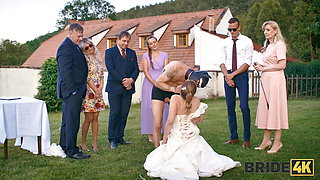 BRIDE4K. Shy bride with natural tits is fucked roughly in front of everyone in public