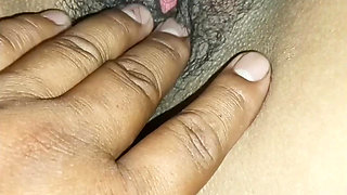 Playing my pinay girlfriend's hairy pussy