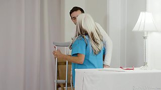 Jaw dropping mature nurse Sally Dangelo is fucking young patient