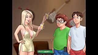 Cartoon threesome, classmate, in russian