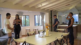 Amateur Latina Foursome: Cheating Girlfriend Takes It Rough in Doggy Style