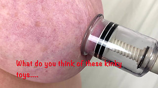Mrs Mature Feet Playing with Kinky Titty Toys