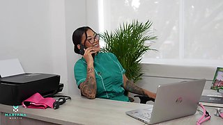 Doctor Touches Her Patient's Balls and Gives Him His Cum in His Ass - Mariana Martix & Angel Cruz