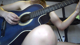 Petite blonde strips for her guitar teacher, so he can finish on her back, so he doesn't get her pregnant because he's older.