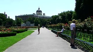 Blonde babe Lesley Solo in the Backyard