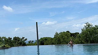 Teasing at the Pool in Micro Bikini, Swimming