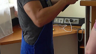 Chubby German Redhead Teen Fucks with the Handyman