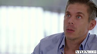 Bombshell blonde Ashley Lane gets fucked hard by her boss on her bed and moans like a slut