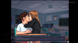 Two milfs in a day: gloryhole blowjob from blonde Pamela lifeguard and then French teacher seduces Boris in college after class