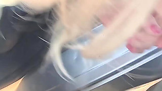 German Blonde Hitchhiker Pick up and Get Risky POV Outdoor Fuck in Car