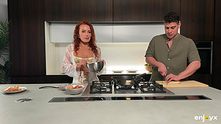 Cooking breakfast - deep blowjob, fast fucking, shaking legs, loud orgasms - Clemence Audiard approves!