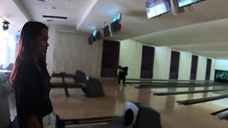 Thai GF bowling and fun at home after