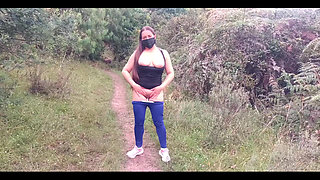 In the Forest Showing off and Letting Him Touch My Tits, Ass and My Huge Cameltoe