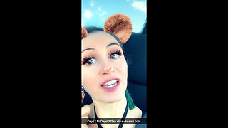 Amazing busty brunette slut doing blowjob outdoor