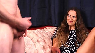 Busty voyeur teasing a guy