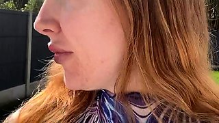 Blonde and her outdoor solo masturbation