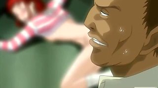 Hentai red-haired teen fucked hard by a dark ugly bus driver