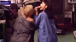 2 girls fucking with a car repairman... Classic But Efficiency: Blowjob, Anal  Blonde Porn
