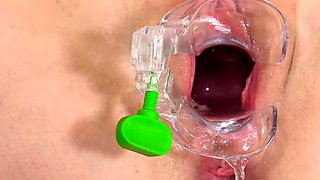 Brunette girl masturbates anal with toys and orgasm