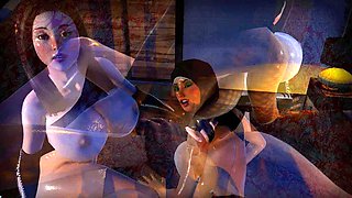 Hot 3D redhead licking a pussy while getting fucked