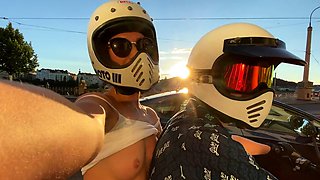 Busty Czech amateur fucks outdoor in public