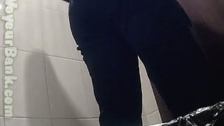 Very nice white thick booty filmed on voyeur camera in the toiletroom
