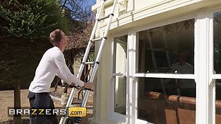 Brazzers - kinky homeowner kayla wild gets caught masturbating & nailed by two perverted window washers