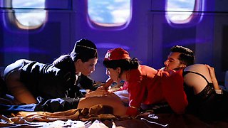 Stewardess Subil Arch and Anna De Ville in hot threesome