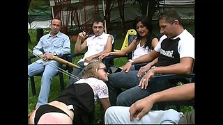 Outdoor Group Sex with Slave Sluts Sucking Big Cocks and Licking Hot Pussies